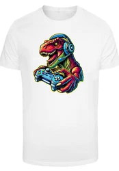 F4NT4STIC T-Shirt Dinosaurier Gamer Weiß/Mischfarben/Braun