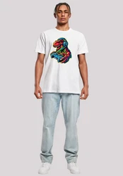 F4NT4STIC T-Shirt Dinosaurier Gamer Weiß/Mischfarben/Braun