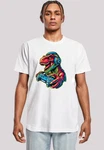 F4NT4STIC T-Shirt Dinosaurier Gamer Weiß/Mischfarben/Braun
