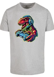 F4NT4STIC T-Shirt Dinosaurier Gamer Hellgrau/Grau/Braun/Mischfarben