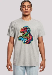F4NT4STIC T-Shirt Dinosaurier Gamer Hellgrau/Grau/Braun/Mischfarben