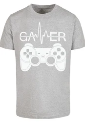 F4NT4STIC T-Shirt Gamer Herzschlag Hellgrau/Grau/Braun/Gelb