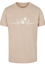 F4NT4STIC T-Shirt Herzschlag Hunde Liebe Khaki/Beige/Gelb