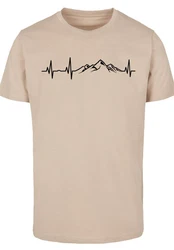 F4NT4STIC T-Shirt Herzschlag Berge Wandern Beige/Khaki