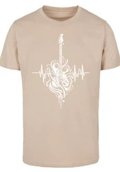 F4NT4STIC T-Shirt Gitarre Herzschlag Beige/Khaki/Gelb