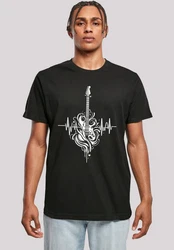 F4NT4STIC T-Shirt Gitarre Herzschlag Schwarz/Beige/Weiß