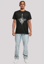 F4NT4STIC T-Shirt Gitarre Herzschlag Schwarz/Beige/Weiß