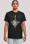 F4NT4STIC T-Shirt Gitarre Herzschlag Schwarz/Beige/Weiß