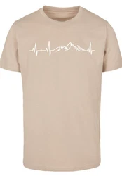 F4NT4STIC T-Shirt Herzschlag Berge Wandern Khaki/Beige/Gelb/Braun