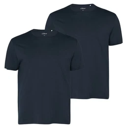 T-Shirt Big Size (2-tlg) Rundhals, kurzarm, dezenter Logo-Aufdruck, im 2er Pack