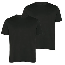 T-Shirt Big Size (2-tlg) Rundhals, kurzarm, dezenter Logo-Aufdruck, im 2er Pack
