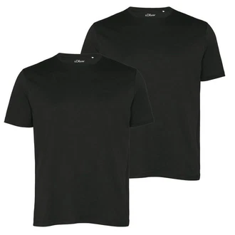 s.Oliver T-Shirt Rundhals 2er Pack Schwarz/Grau/Dunkelgrau