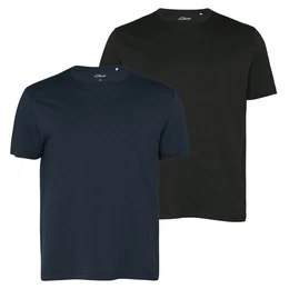 T-Shirt Big Size (2-tlg) Rundhals, kurzarm, dezenter Logo-Aufdruck, im 2er Pack