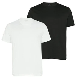 T-Shirt Big Size (2-tlg) Rundhals, kurzarm, dezenter Logo-Aufdruck, im 2er Pack