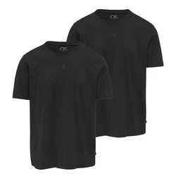 QS T-Shirt Basic Rundhals Schwarz/Grau
