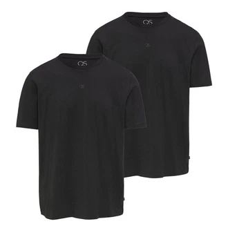 QS T-Shirt Basic Rundhals Schwarz/Grau