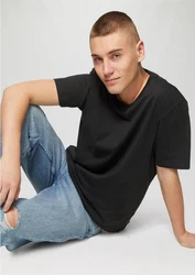QS T-Shirt Basic Rundhals Schwarz/Grau