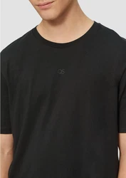 QS T-Shirt Basic Rundhals Schwarz/Grau