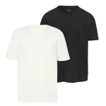 QS T-Shirt Basic Rundhals Schwarz/Weiß/Dunkelblau