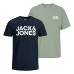 Jack & Jones T-Shirt 2er Pack Logo Tee Crew Neck Dunkelgrün/Grün/Türkis