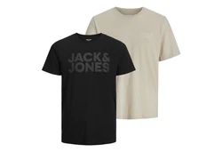 Jack & Jones T-Shirt 2er Pack Logo Tee Crew Neck Khaki/Blau/Schwarz/Beige