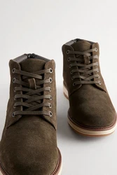 Next Sportliche Lederstiefel Braun/Dunkelgrün/Khaki