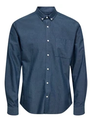 ONLY & SONS Langarmhemd ONSALVARO SLIM LS OXFORD SHIRT NOOS Dunkelblau/Blau/Grau