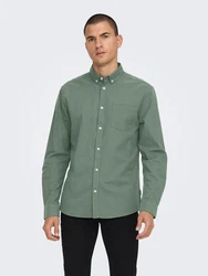 ONLY & SONS Langarmhemd ONSALVARO SLIM LS OXFORD SHIRT NOOS pastellgrün/dunkelgrün