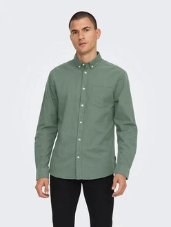 ONLY & SONS Langarmhemd ONSALVARO SLIM LS OXFORD SHIRT NOOS pastellgrün/dunkelgrün