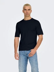 ONLY & SONS Kurzarmpullover ONSWYLER LIFE REG 14 SS KNIT Dunkelblau