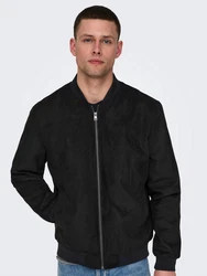 ONLY & SONS Bomberjacke ONSLUCAS FAKE SUEDE BOMBER OTW Schwarz/Dunkelgrau/Grau