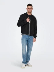 ONLY & SONS Bomberjacke ONSLUCAS FAKE SUEDE BOMBER OTW Schwarz/Dunkelgrau/Grau