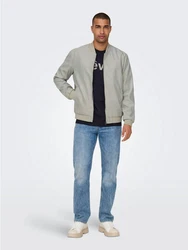 ONLY & SONS Bomberjacke ONSLUCAS FAKE SUEDE BOMBER OTW Khaki/Hellgrau/Grau