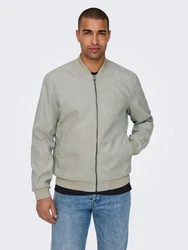 ONLY & SONS Bomberjacke ONSLUCAS FAKE SUEDE BOMBER OTW Khaki/Hellgrau/Grau