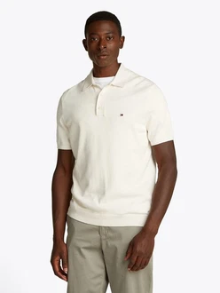 Tommy Hilfiger Poloshirt ESSENTIAL COTTON KNITTED POLO Khaki/Weiß/Creme/Beige