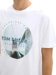TOM TAILOR T-Shirt mit Foto-Print Weiß/Creme/Gelb/Blau