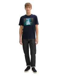 TOM TAILOR T-Shirt mit Foto-Print Dunkelblau/Blau/Hellblau