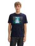 TOM TAILOR T-Shirt mit Foto-Print Dunkelblau/Blau/Hellblau