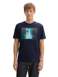 TOM TAILOR T-Shirt mit Foto-Print Dunkelblau/Blau/Hellblau