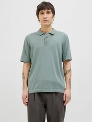 Jack & Jones Kurzarmpullover JJEEMIL KNIT RELAXED POLO SS SN Hellblau/Grün/Hellgrün