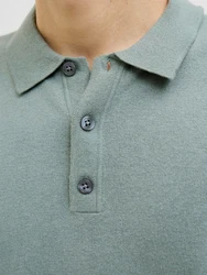 Jack & Jones Kurzarmpullover JJEEMIL KNIT RELAXED POLO SS SN Hellblau/Grün/Hellgrün