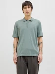 Jack & Jones Kurzarmpullover JJEEMIL KNIT RELAXED POLO SS SN Hellblau/Grün/Hellgrün