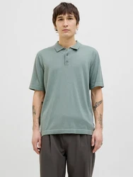 Jack & Jones Kurzarmpullover JJEEMIL KNIT RELAXED POLO SS SN Hellblau/Grün/Hellgrün