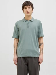 Kurzarmpullover JJEEMIL KNIT RELAXED POLO SS SN mit Polo Kragen