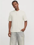 Jack & Jones Kurzarmpullover JJEEMIL KNIT RELAXED POLO SS SN Khaki/Weiß/Beige