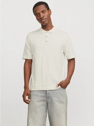 Kurzarmpullover JJEEMIL KNIT RELAXED POLO SS SN mit Polo Kragen