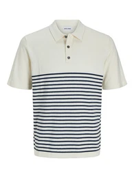 Kurzarmpullover JJEEMIL KNIT RELAXED POLO SS SN mit Polo Kragen