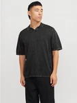 Jack & Jones Kurzarmpullover JJELEO KNIT POLO SS LN Schwarz/Dunkelgrau/Hellgrau/Grau
