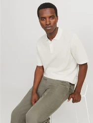 Jack & Jones Kurzarmpullover JJEGEORGE KNIT POLO SS SN Weiß/Khaki/Creme/Grau/Hellgrün
