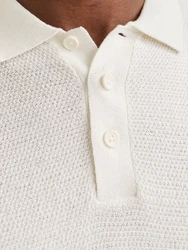 Jack & Jones Kurzarmpullover JJEGEORGE KNIT POLO SS SN Weiß/Khaki/Creme/Grau/Hellgrün